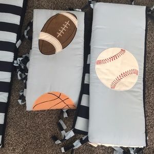 Sports Crib bumber set & diaper holder, RL blanket